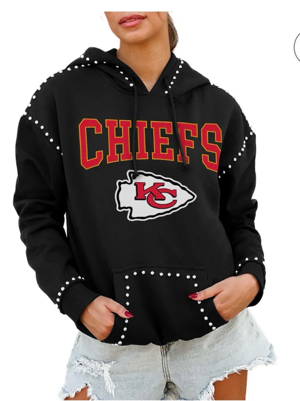 NFL Kansas City Chiefs Black Pullover Hoodie with Red and Gold Logo